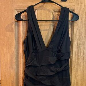 Black v cut dress